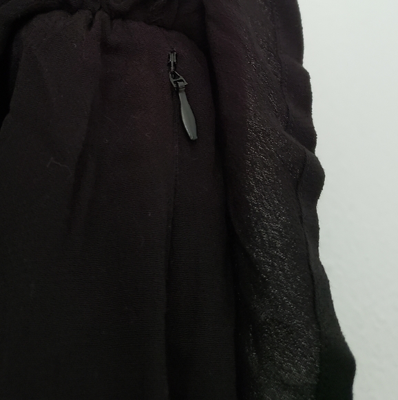 YUMI KIM jet black deep V tiered sheath midi dress - Picture 8 of 10